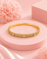 Fancy Designer Gold Plated AD Stone Kada | Stylish Daily Wear Bangle | Partywear Bracelet for Women