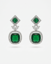 Fancy Emerald Green Partywear Dangler Earrings | Stylish American Diamond Earrings