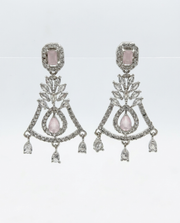 Trendy Fancy Pink Chandelier Earrings | Stylish AD Stone Partywear Earrings for Girls