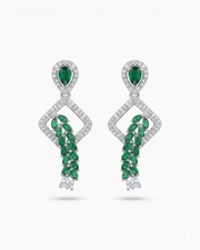 Stylish Emerald Green Fancy Partywear Dangler Earrings (Free Size)