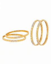 Fancy Sparkling Dual-Tone Gold Plated Bangle Set (Pack of 4)
