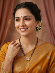 Fancy Maroon Stone Double Chain Mangalsutra – Stylish Traditional Look