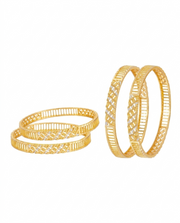 Designer Dual-Tone Filigree Circle Bangles (Set of 4)