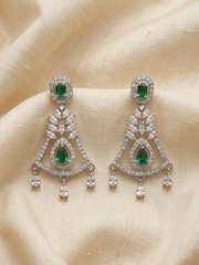 Trending Stylish Emerald Green AD Earrings | Fancy Partywear Chandelier Drops | Mehendi & Sangeet Special