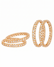 Premium Rose Gold AD Bangle Set | Stylish Diamond Look Partywear Kangan (Pack of 4)