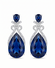 Fancy Stylish Royal Blue Stone Earrings | Trendy Partywear Blue Dangles | Sapphire Blue Earrings