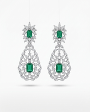 Fancy Stylish Emerald Green Partywear Earrings / Wedding Special Long Drop Earrings