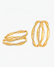 Minimalist Dual-Tone Beaded Slim Bangle Set (4 Pcs)