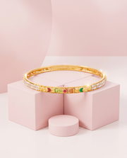 Trendy Beaded Dual-Tone (Gold & Silver) Slim Bangle Set - Pack of 4