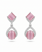 Fancy Pink Stone Stylish Earrings | Silver Plated Partywear Danglers | #Trending Pink Jewelry