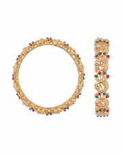 Minimalist Dual-Tone Beaded Slim Bangle Set (2 Pcs)