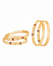 Fancy Sparkling Dual-Tone Gold Plated Bangle Set (Pack of 4)