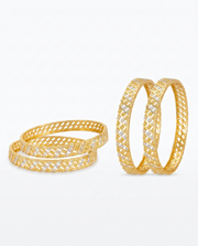 Minimalist Dual-Tone Beaded Slim Bangle Set (4 Pcs)