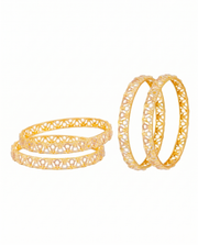 Designer Tri-Tone Filigree Gold Plated Bangles (Set of 4)