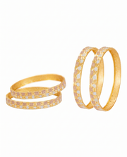 Trendy Multi-Tone Checkered Gold Plated Bangles (Set of 4) - Stylish Partywear