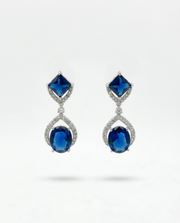 Fancy Blue Sapphire-Look Partywear Earrings | Stylish Designer Drop Earrings