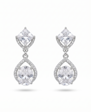 Stylish Fancy Silver American Diamond (AD) Drop Earrings - Partywear & Wedding Special