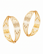 Fancy Gold Plated Multi-Color Pearl Kada | Stylish Partywear Bangles (Set of 2)