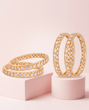 Stylish Rose Gold AD Bangle Set | Fancy Diamond Look Partywear Kangan (Set of 4)