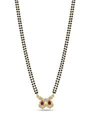 Fancy Maroon Stone Double Chain Mangalsutra – Stylish Traditional Look