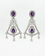 New Trending Fancy Purple Amethyst AD Stone Partywear Earrings