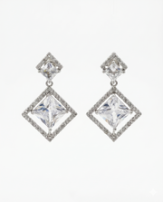 Fancy Partywear American Diamond Square Earrings (Stylish AD Drop)