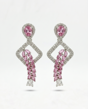 Stylish Pink AD Stone Fancy Drop Earrings | Partywear Dangler Earrings for Women & Girls