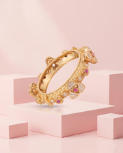 Traditional Gold Plated Ruby & White Stone Studded Openable Kadas | Ethnic Designer Artificial Jewelry Bangles for Women | Pack of 2
