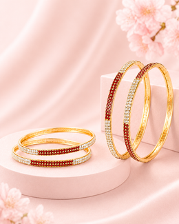 Trendy Dual-Tone Minimalist Gold Plated Bangle Set (4 Pcs)
