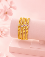 Stylish Floral Ruby Gold-Plated Bangle Set (Set of 4) - Fancy Partywear Bengals