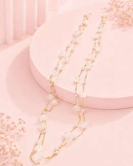 Trendy Double Layer Fancy Moti Chain | Stylish White Bead Necklace for Partywear