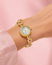 Stylish Fancy Gold Bracelet Watch - Adjustable Free Size Partywear Watch for Women