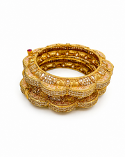 Stylish Partywear Pink Meenakari Fancy Openable Bangles / Kada (Set of 2)