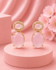 Fancy Pink Stone Gold Plated Earrings | Stylish Partywear Danglers #Trending