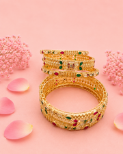 Ethnic Kundan & Meenakari Gold Plated Bangles Set (Pack of 6)