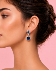 Fancy Royal Blue Sapphire Stone Earrings | Stylish Partywear Danglers