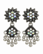 Fancy Oxidized Silver Flower Earrings | Stylish Partywear Jhumkis | Trending Boho Jewelry