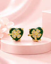 Fancy Green Heart Clover Studs - Stylish Partywear Tops for Women