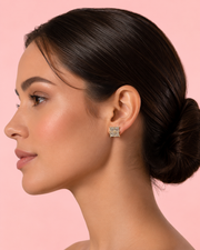 Fancy Stylish AD Square Studs / Trendy Gold-Plated Partywear Earrings