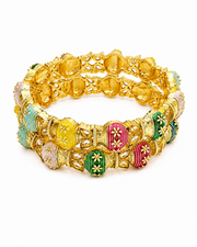 Stylish Fancy Meenakari Bangle Set | Partywear Multi-color Kundan Kadas (Set of 2)