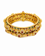 Stylish Partywear Gold Plated Screw Kada / Fancy Meenakari Bangles (Set of 2)