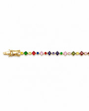 Fancy Stylish Multicolour Stone Gold Plated Bracelet / Trendy Navratna Tennis Bracelet for Partywear