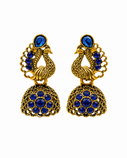 Fancy Peacock Blue Jhumka Earrings | Stylish Partywear More-Design Jhumki