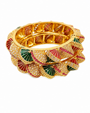 Traditional Meenakari Gold Plated Bangles for Women | Ruby & Emerald Enamel Work Kada Set | Wedding & Festive Wear Imitation Jewelry | Pack of 2