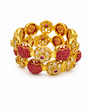 Stylish Partywear Ruby-Kundan Gold Plated Broad Kadas (Set of 2) - Fancy Jewellery