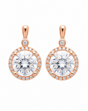 Fancy Rose Gold American Diamond Solitaire Earrings | Stylish Partywear Earrings for Women