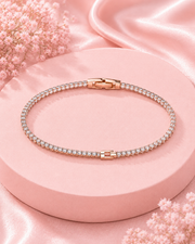 Fancy Baguette Diamond Rose Gold Bracelet | Stylish American Diamond Bracelet for Partywear