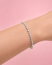 Fancy Stylish AD Stone Tennis Bracelet - Silver Plated Partywear Bracelet.
