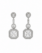 Fancy Stylish American Diamond Partywear Earrings | New Design Long AD Earrings | Silver Crystal Jhumki Dangler