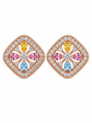 Stylish Fancy Partywear Multi-Color Rose Gold Studs / Trendy Daily Wear Earrings for Women
